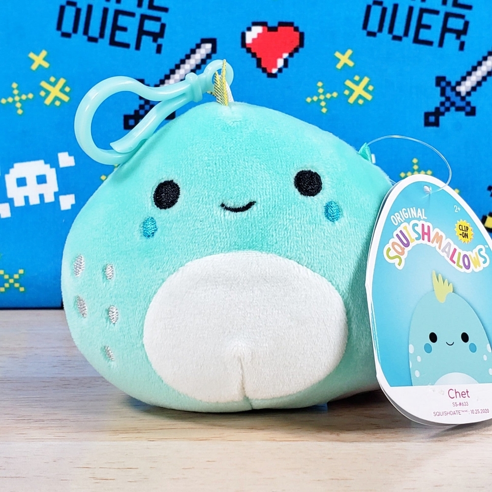 Squishmallows Chet the Blue Iguana 3.5" Clip UltraSoft Stuffed Animal Plush NWT